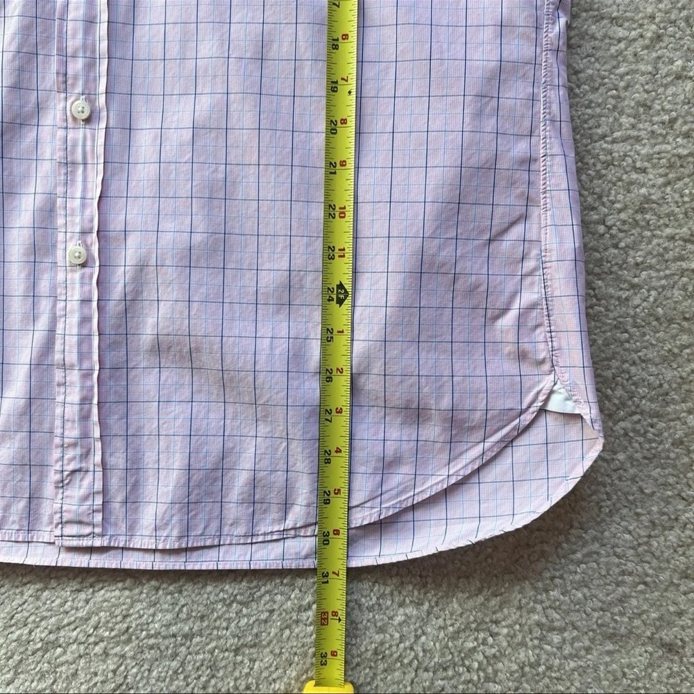 J. Crew Men’s Size XL Dress Shirt Checkered 120's 2ply Cotton Button Down Pink